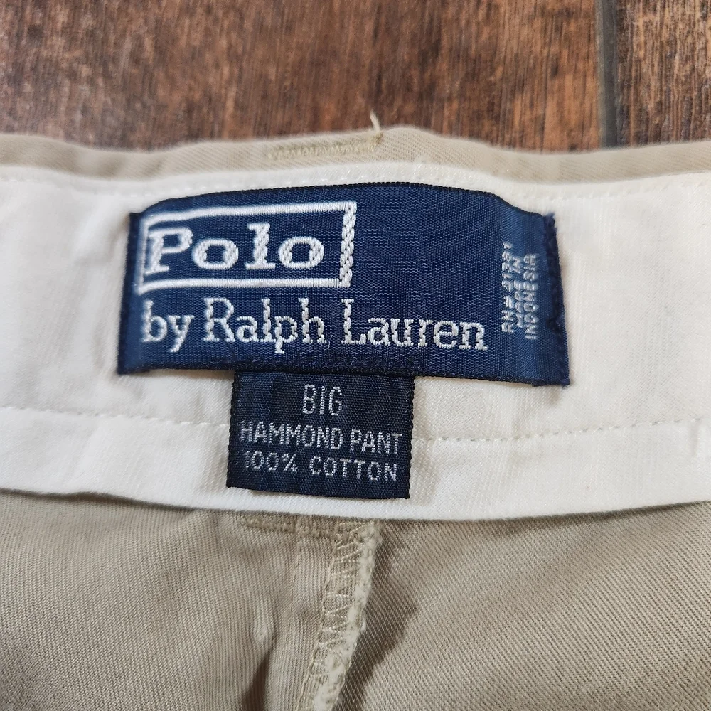 Polo Ralph Lauren Pants Mens 46 B X 34 Big Hammond Chino Beige Pleated Tapered